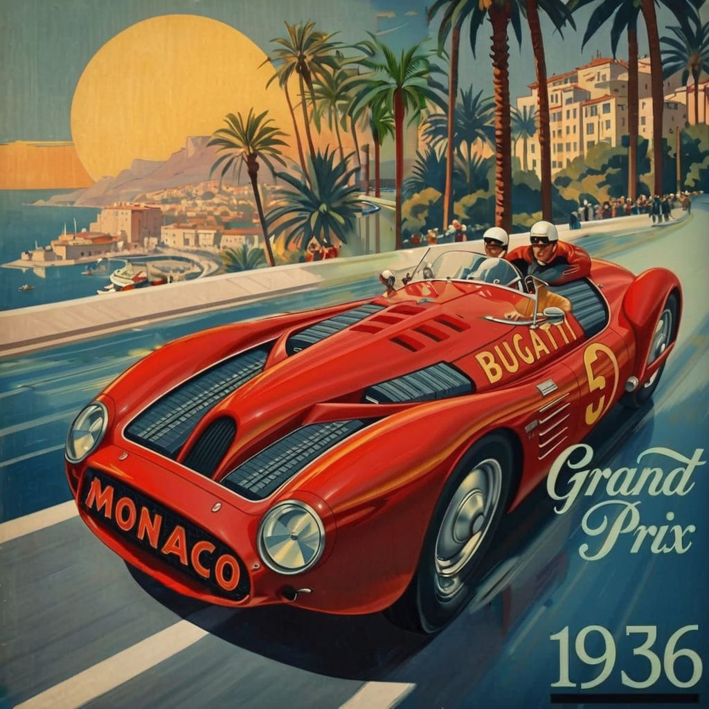 Art Deco Monaco Grand Prix 1936 Poster