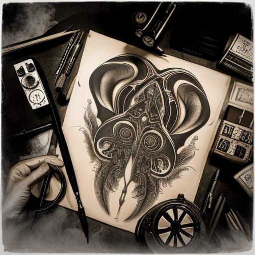 C'thulhu Sketch in Sepia Ink, Gothic Horror Style