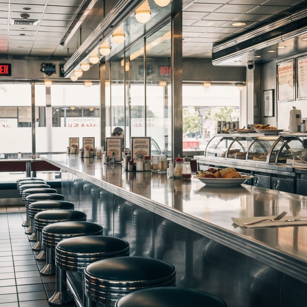 Classic American Diner Interior in Retro Style
