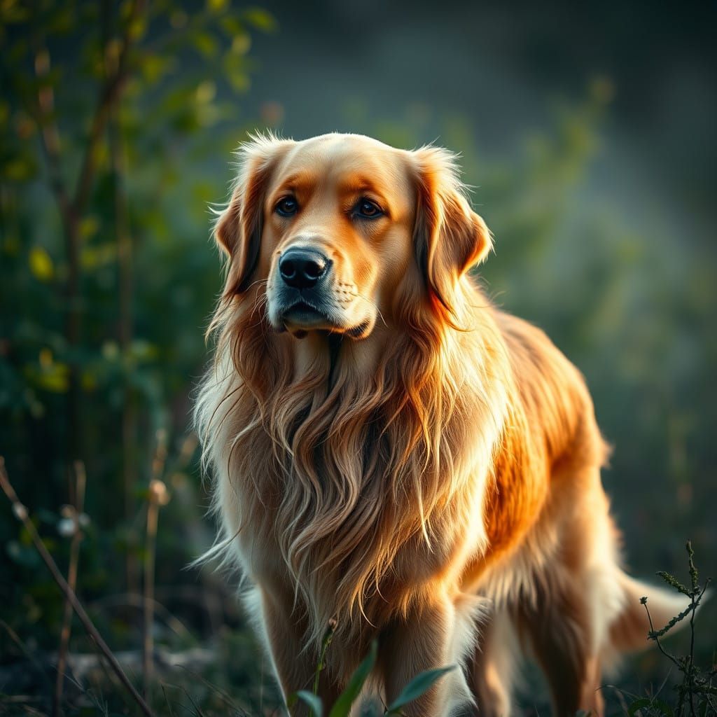 Golden Retriever in Hyper-Realistic Nature Setting