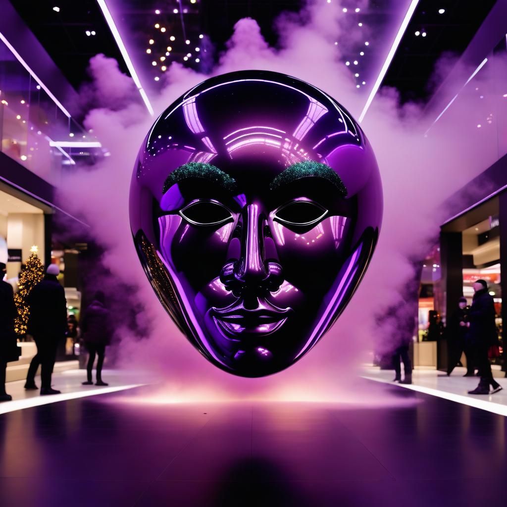 Surreal Christmas Mask Decoration in Space