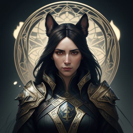 Woman and German Shepherds Concept Art Portrait