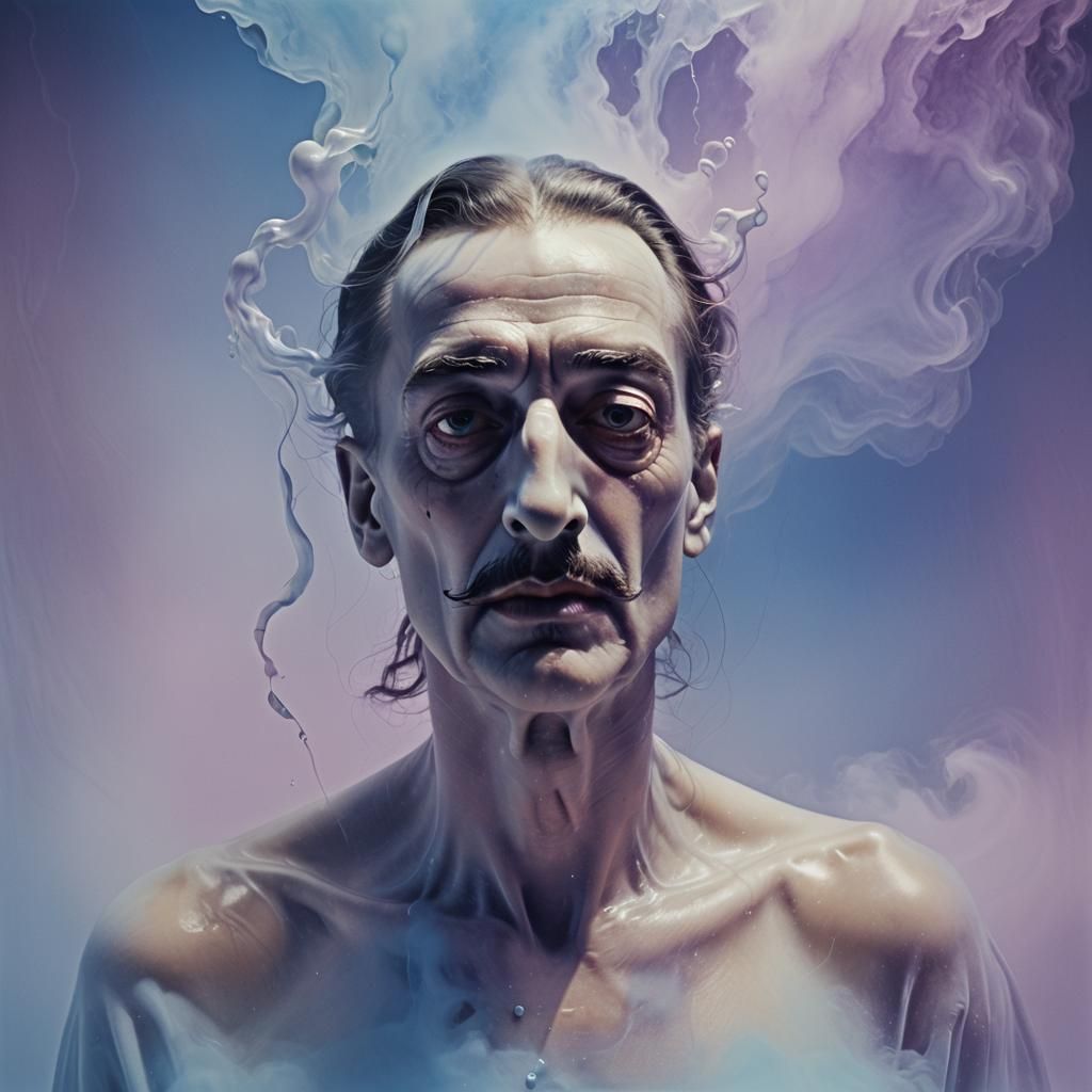 Surreal Figure Dissolving in Dreamlike Atmosphere