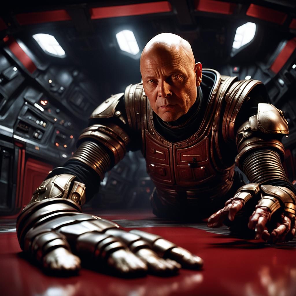 Kryten Hoovering Red Dwarf: Hyperrealistic Digital Art