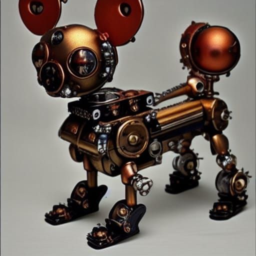 Steampunk Robot Chihuahua Engine Art