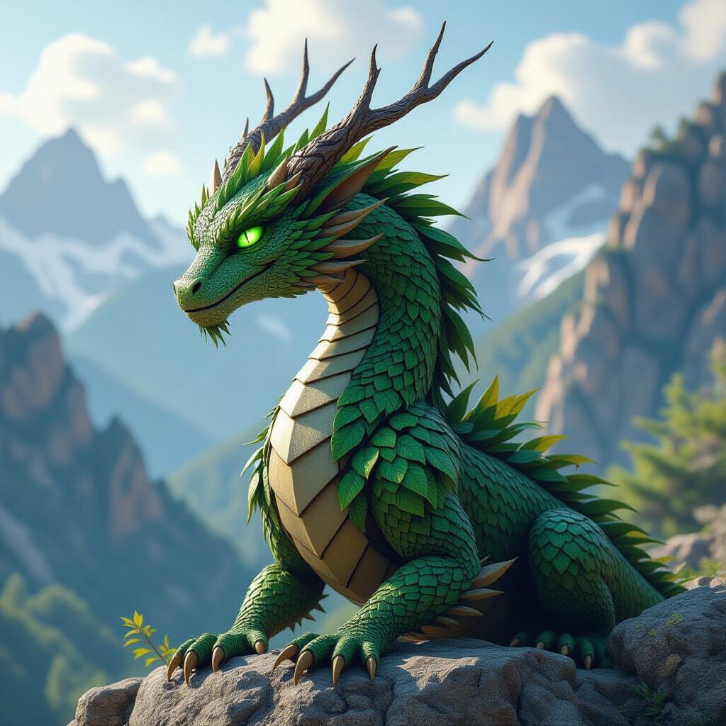 Tree Dragon Perched in Mountains Concept Art