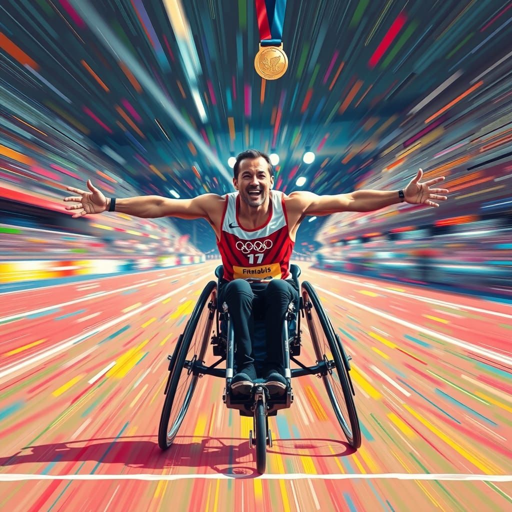 Paralympian Triumph: Abstract Expressionist Victory