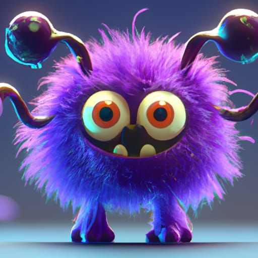 Cute Purple Monster Concept Art in 8K