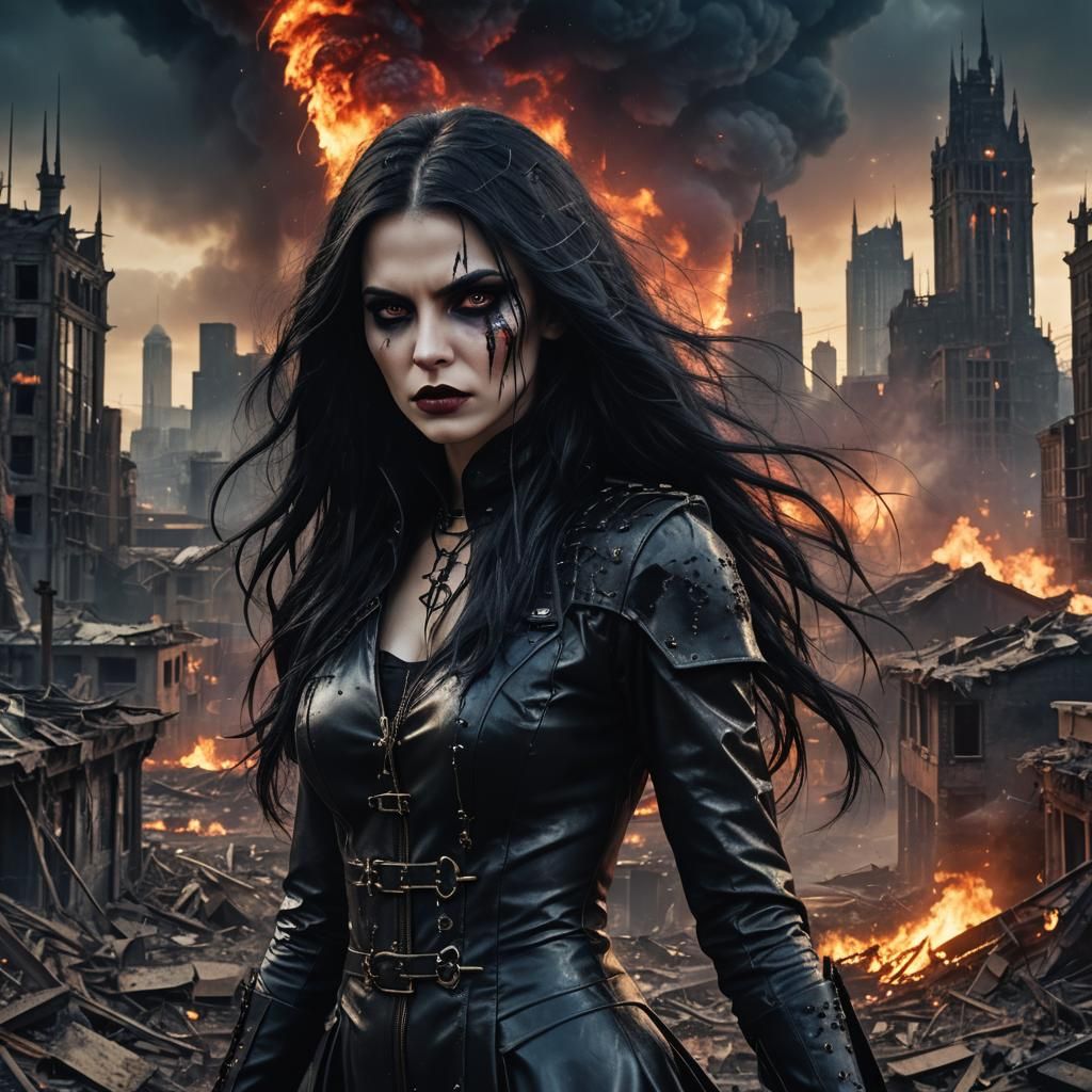 Gothic Vampire Princess in Dystopian Wasteland