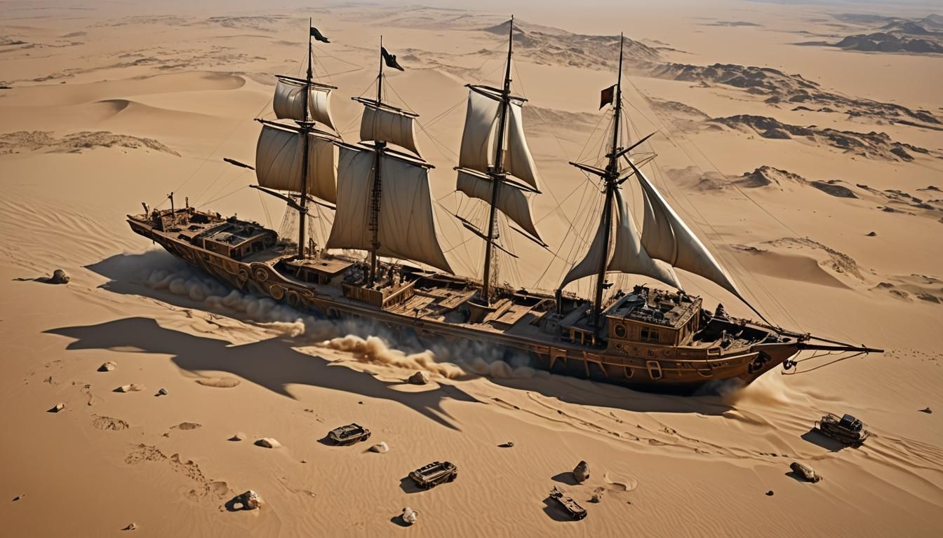 Steampunk Ship Lost in Desert Sands