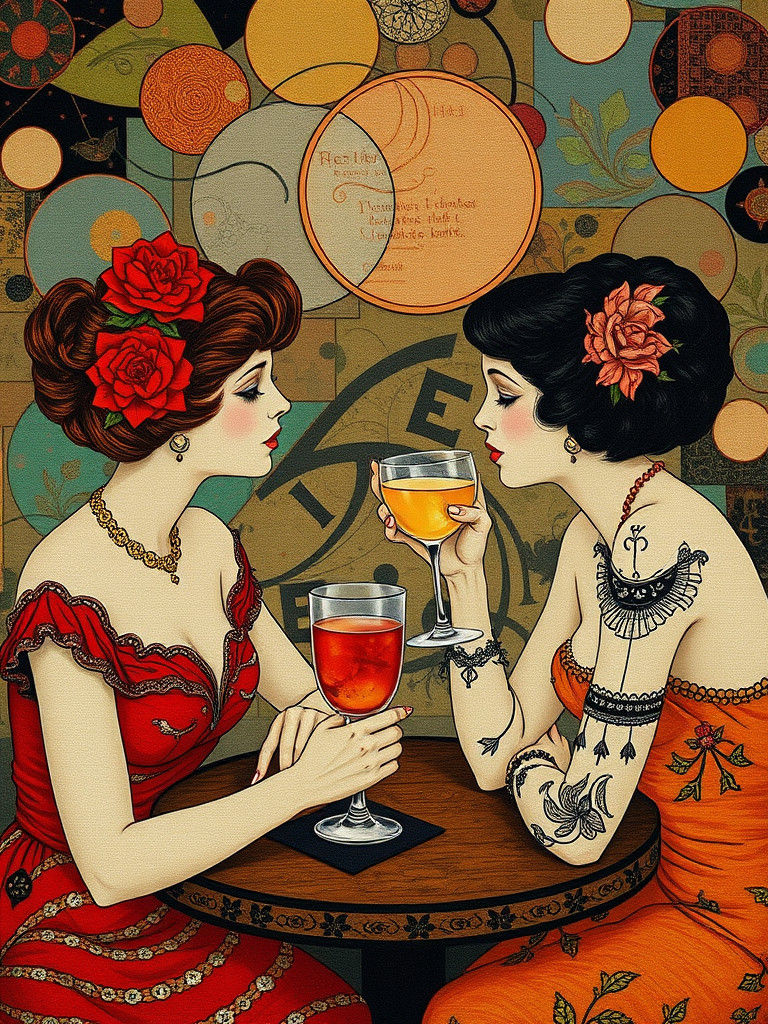 Person Having a Drink with Textile Prints