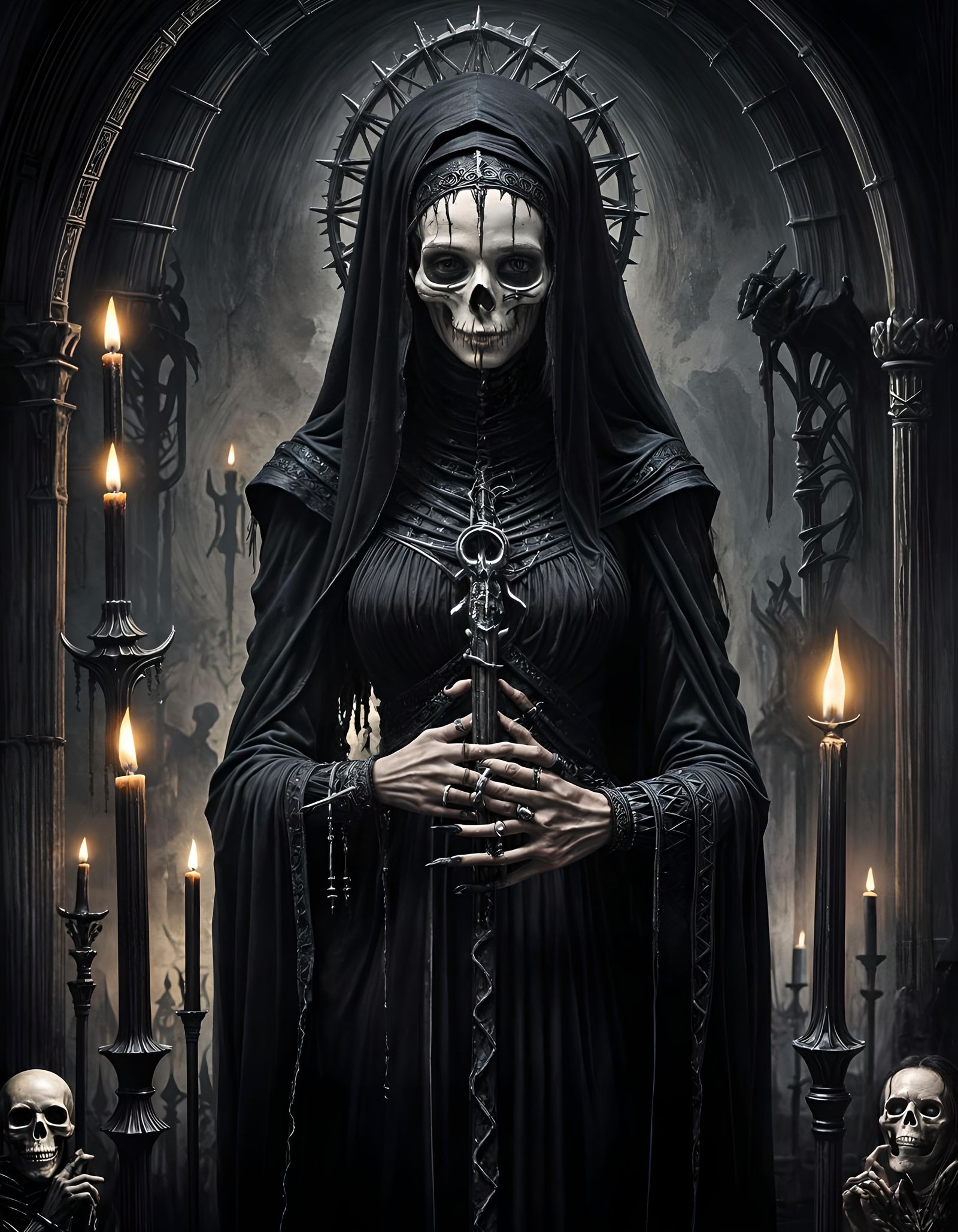 Gothic Horror: Skeletal Pagan High Priestess