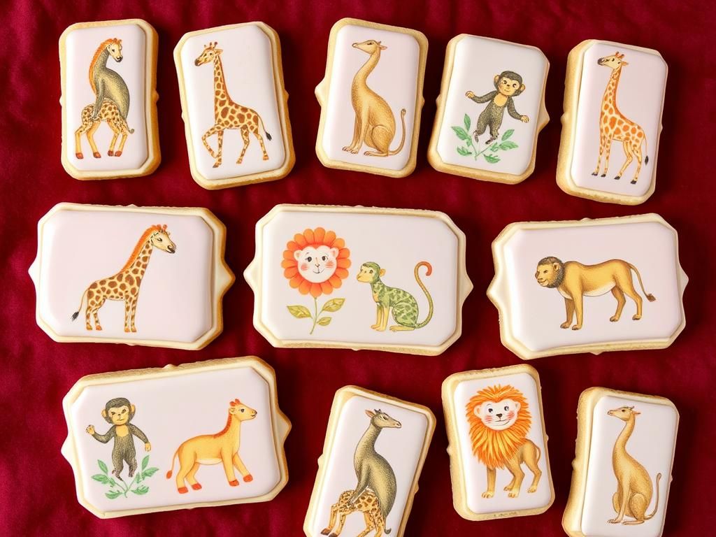 Pastel Zoo Animal Cookies on Velvet