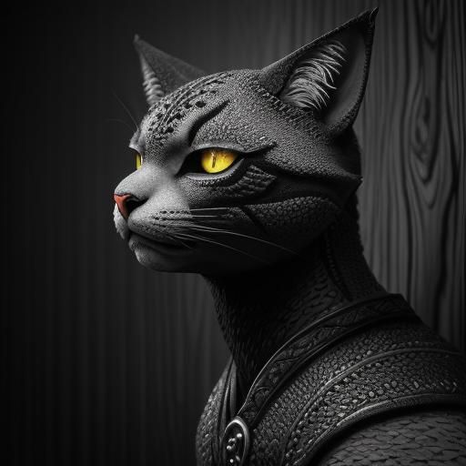 Khajiit in Skyrim Tavern: Pointillist Low-Poly Art