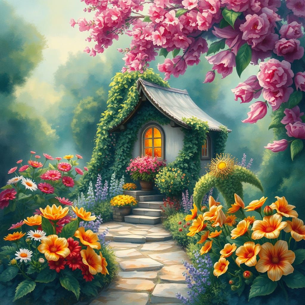 Whimsical Véranda in Epic Impressionist Style with Thick Gou...