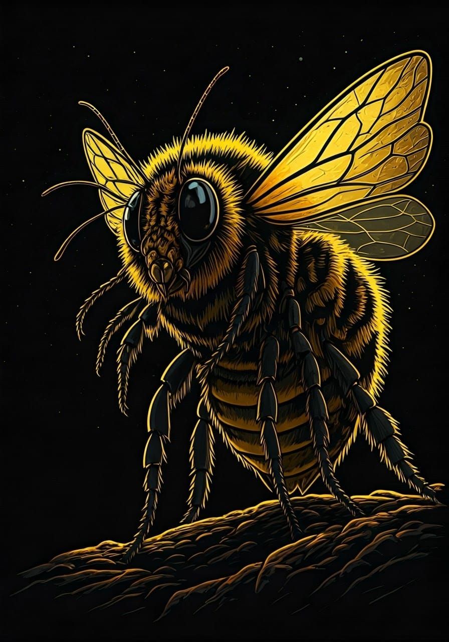 Epic Neon Comic Book Bees in Cinematic Drama