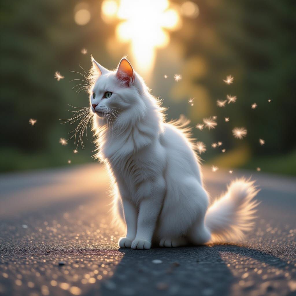 Sunlight Whispers: Ethereal Cat Silhouette