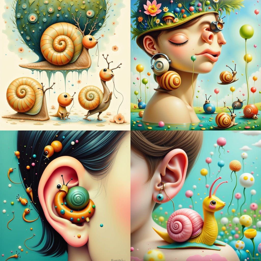Snails Become Earphones in Cute Surreal Art