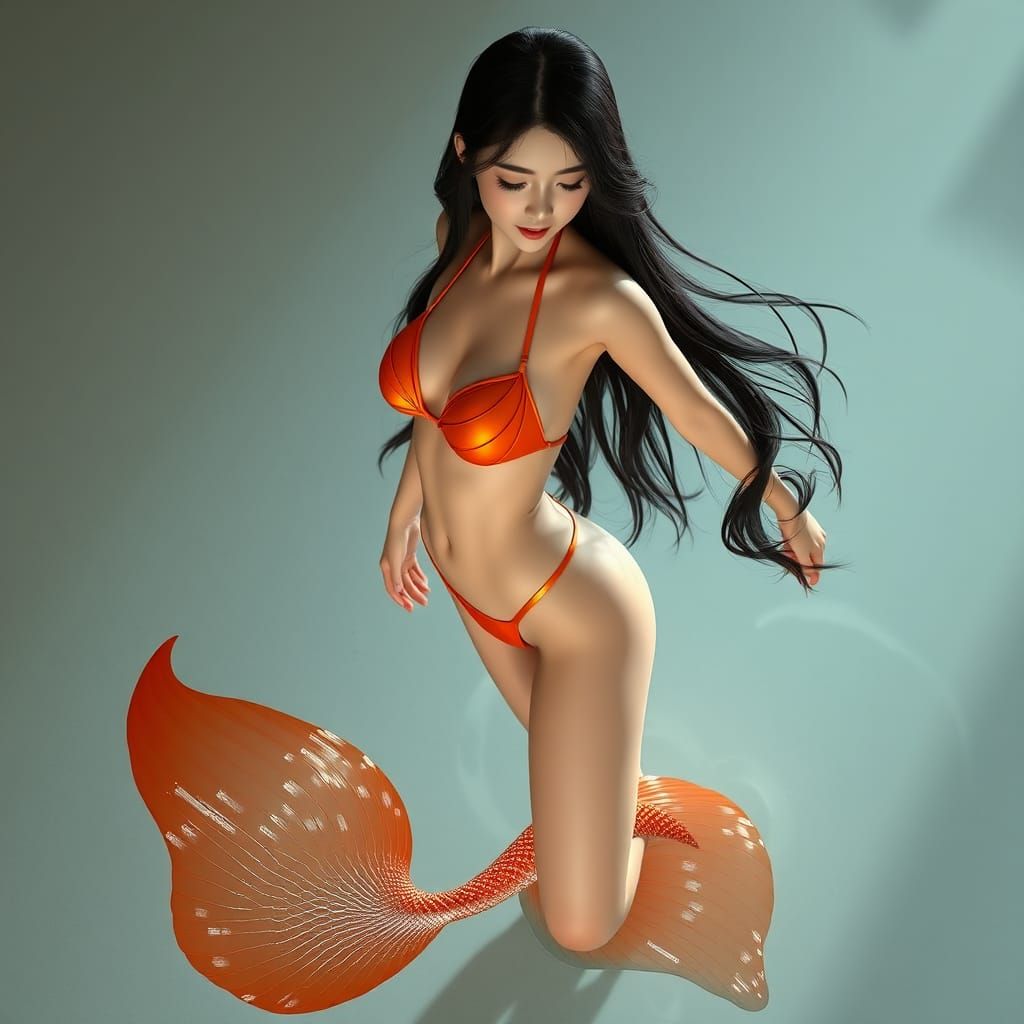 Korean Woman's Mermaid Transformation: 3D Anime Art