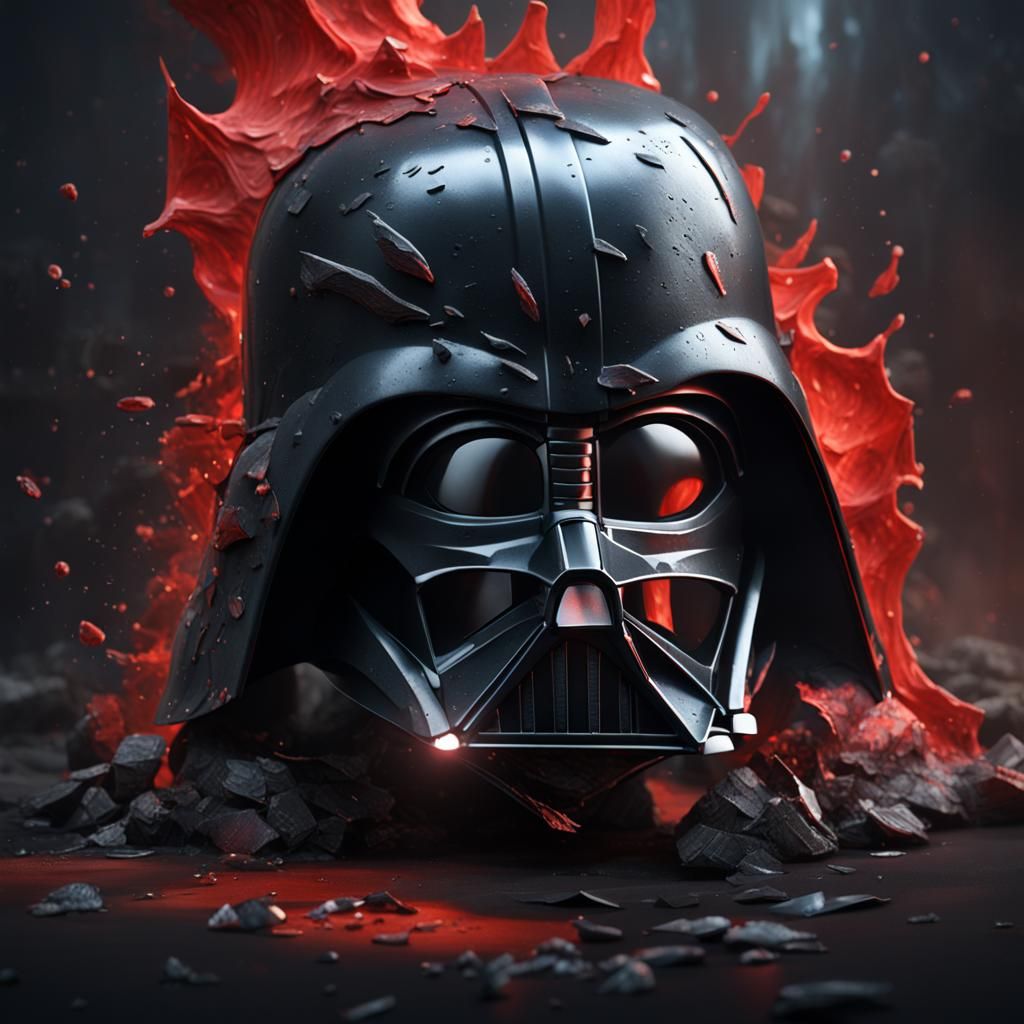 Damaged Darth Vader Helmet in Detailed Matte Painting