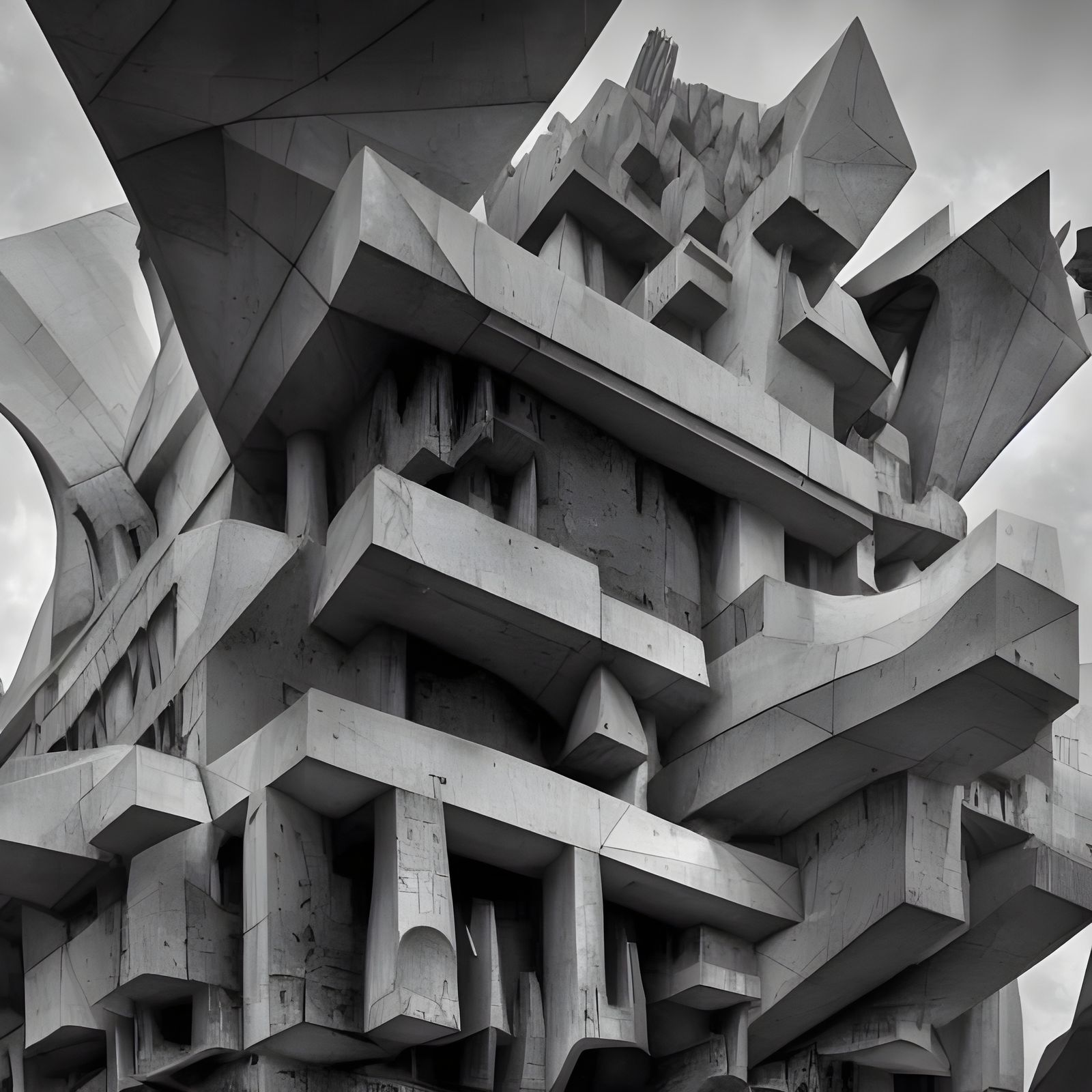 Dystopian Cityscape with Fractal Architecture