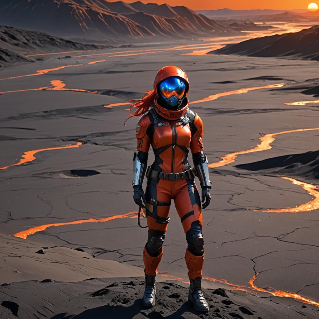 Red Hood Girl Exploring Desert Sunset: 3D Anime Art