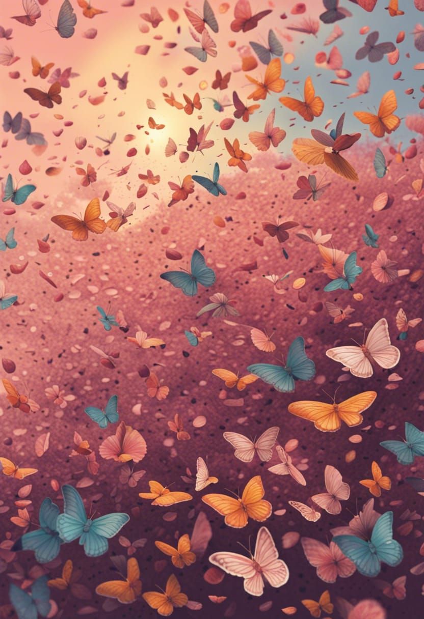 Butterflies Emerge from Flowers in Analogous Colors