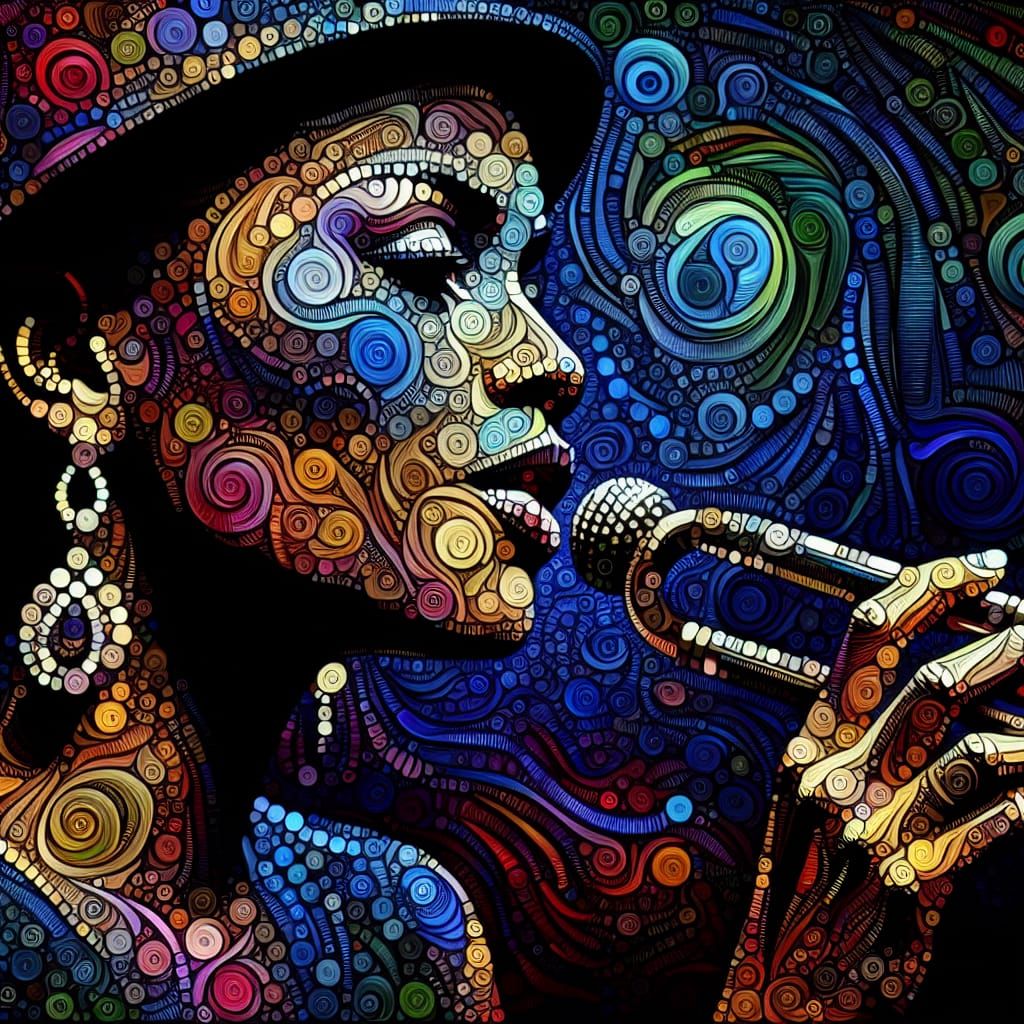 Expressive Jazz Singer in Digital Art Style