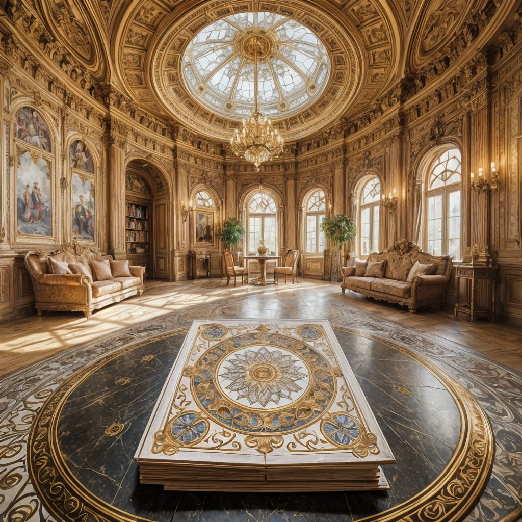 Baroque Living Room with Art Nouveau Poem Book