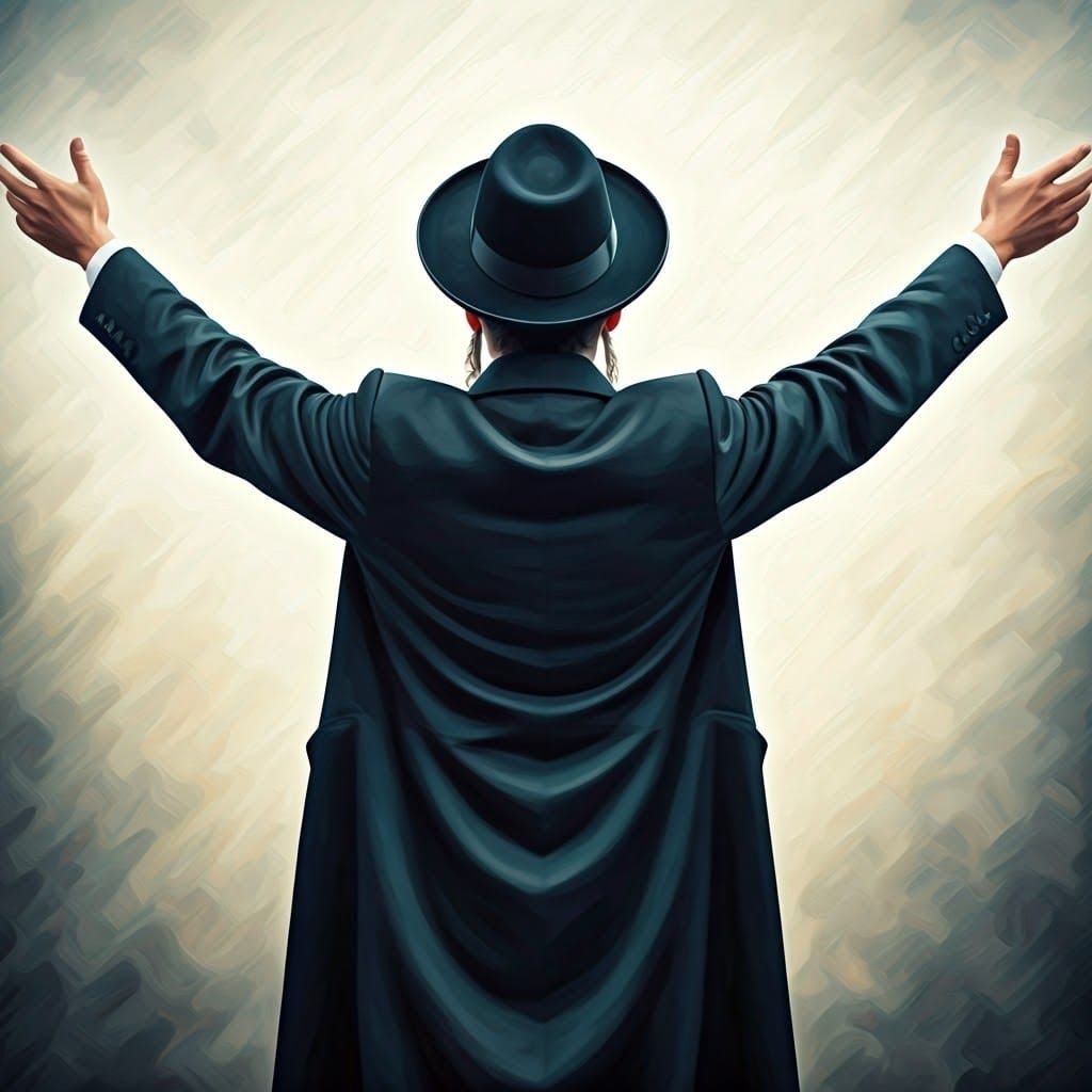 Devout Man Praying with Arms Outstretched