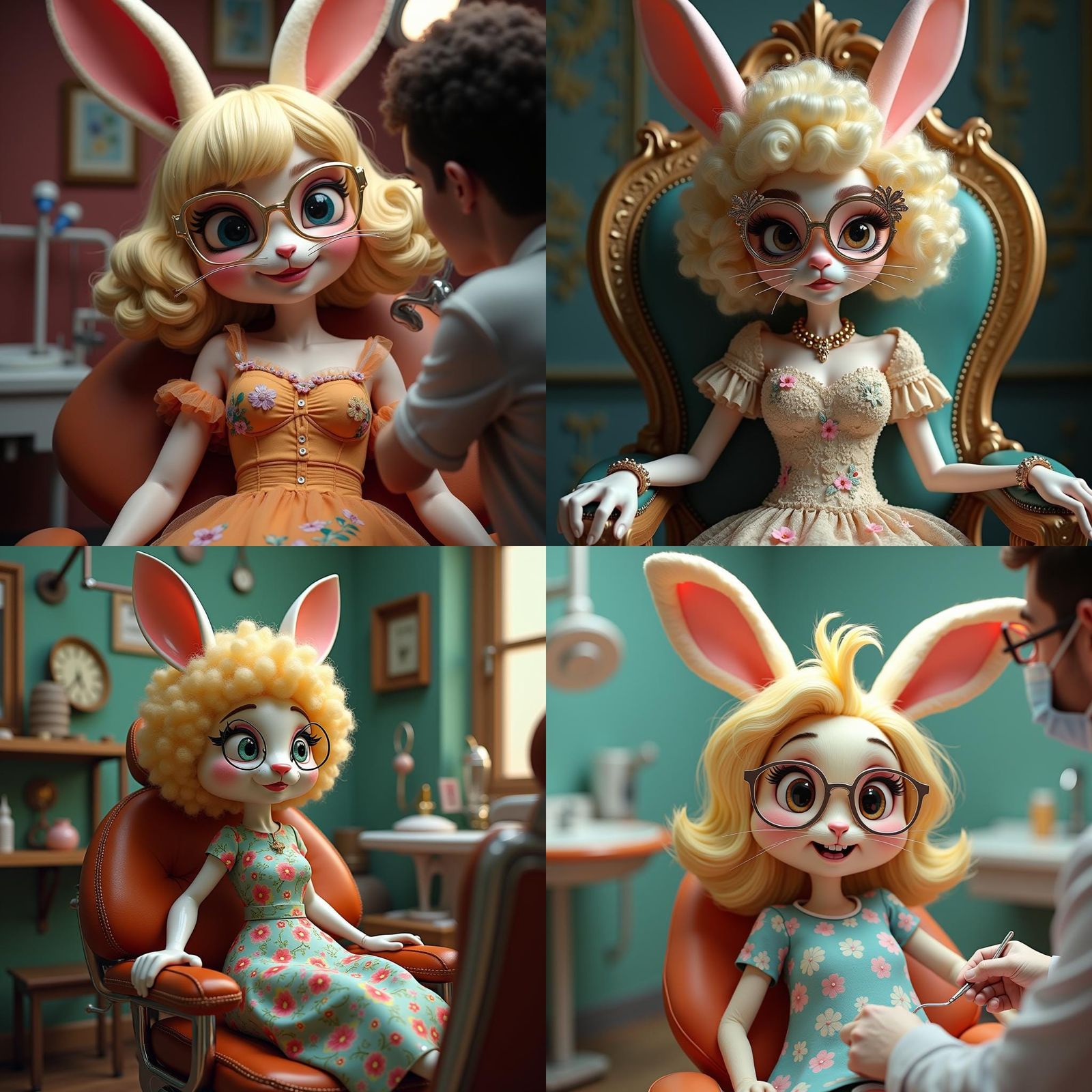 Glamorous Bugs Bunny Character at the Dentist