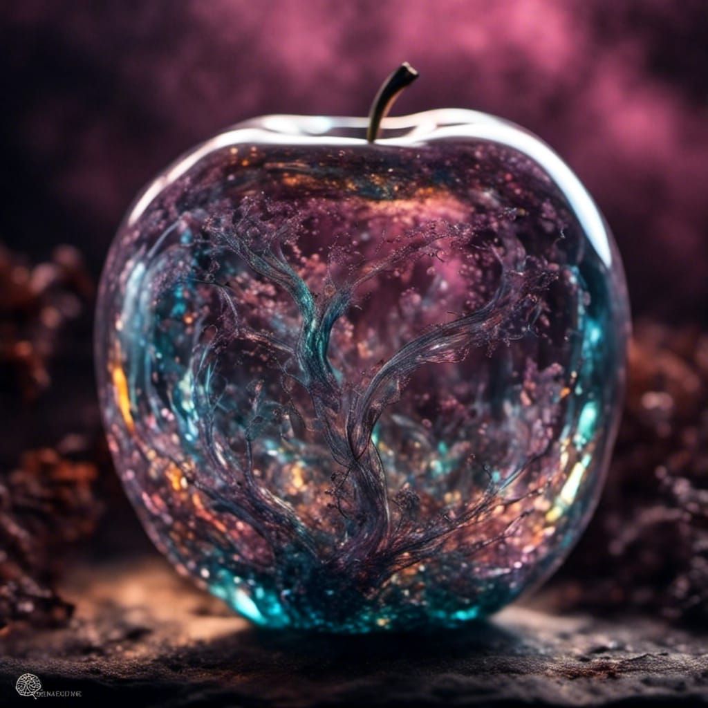 Enchanted Glass Apple with Smoke Tendrils