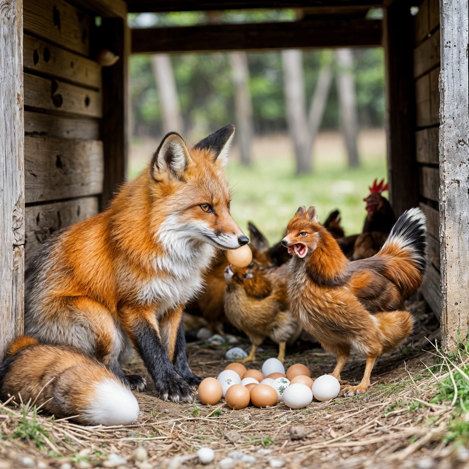 Fox Catches Eggs and Chicken in Shelter