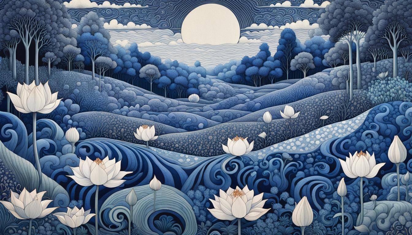 Asphodel Meadows: Psychedelic Art Nouveau Poster