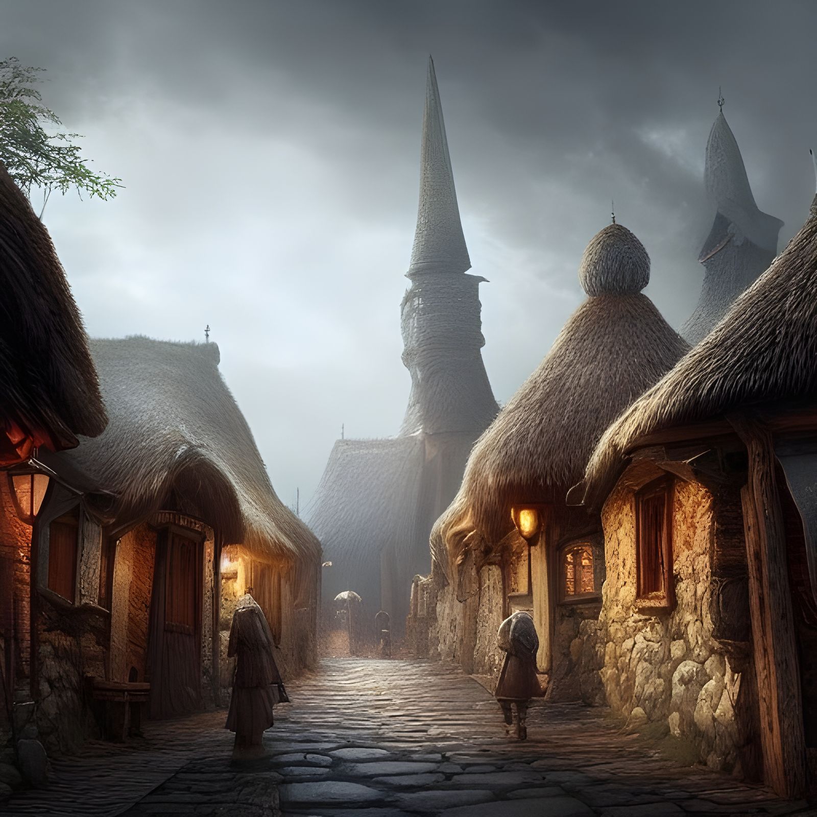 Viking Village with Narrow Streets: Fantasy Art