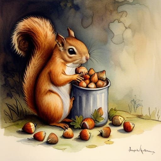 Squirrel Gathering Nuts