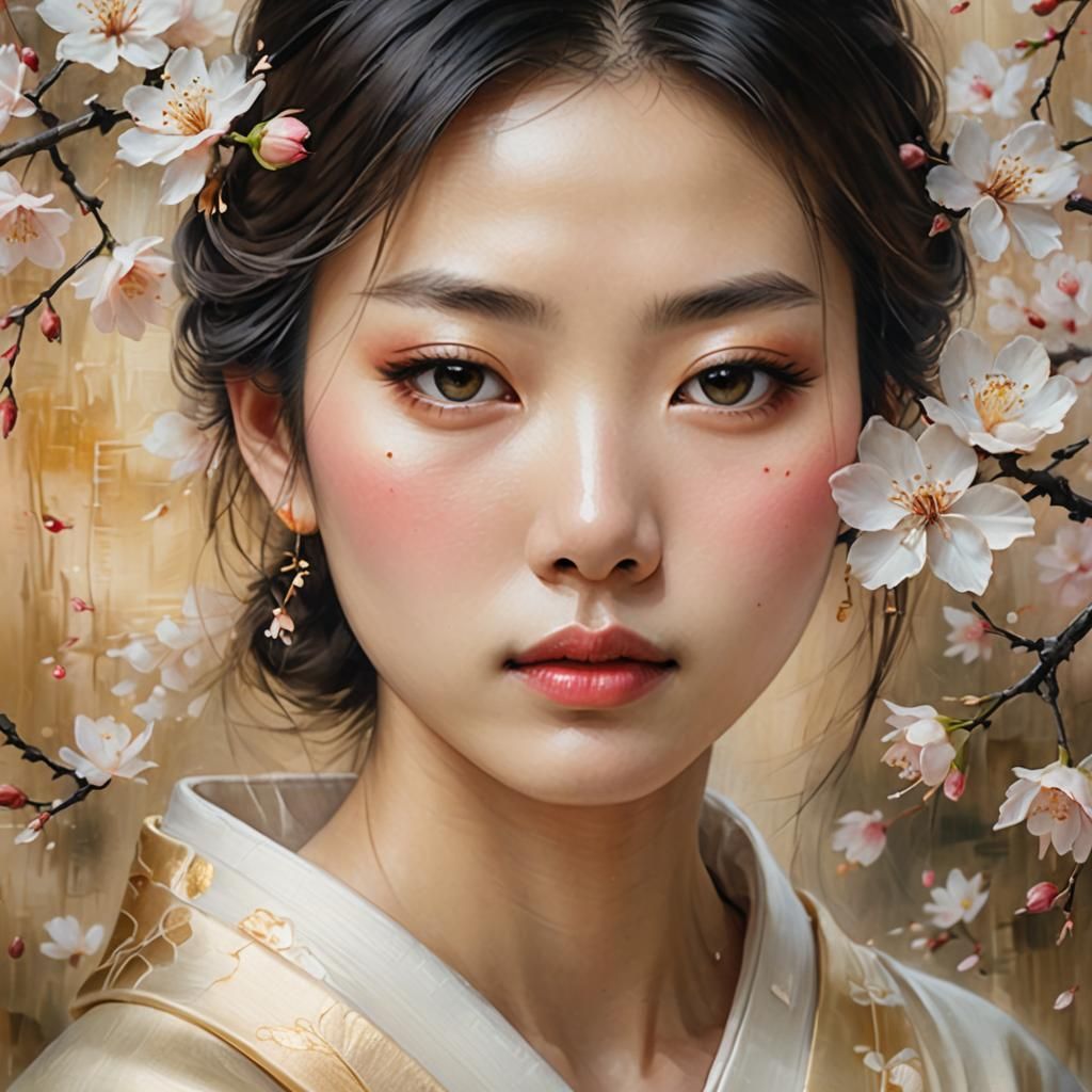Serene Japanese Girl Portrait in Yamato Nadeshiko Style