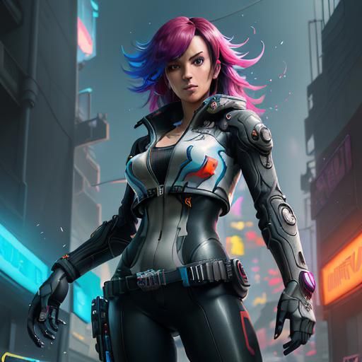 Nintendo Switch Girl in Cyberpunk Anime Style