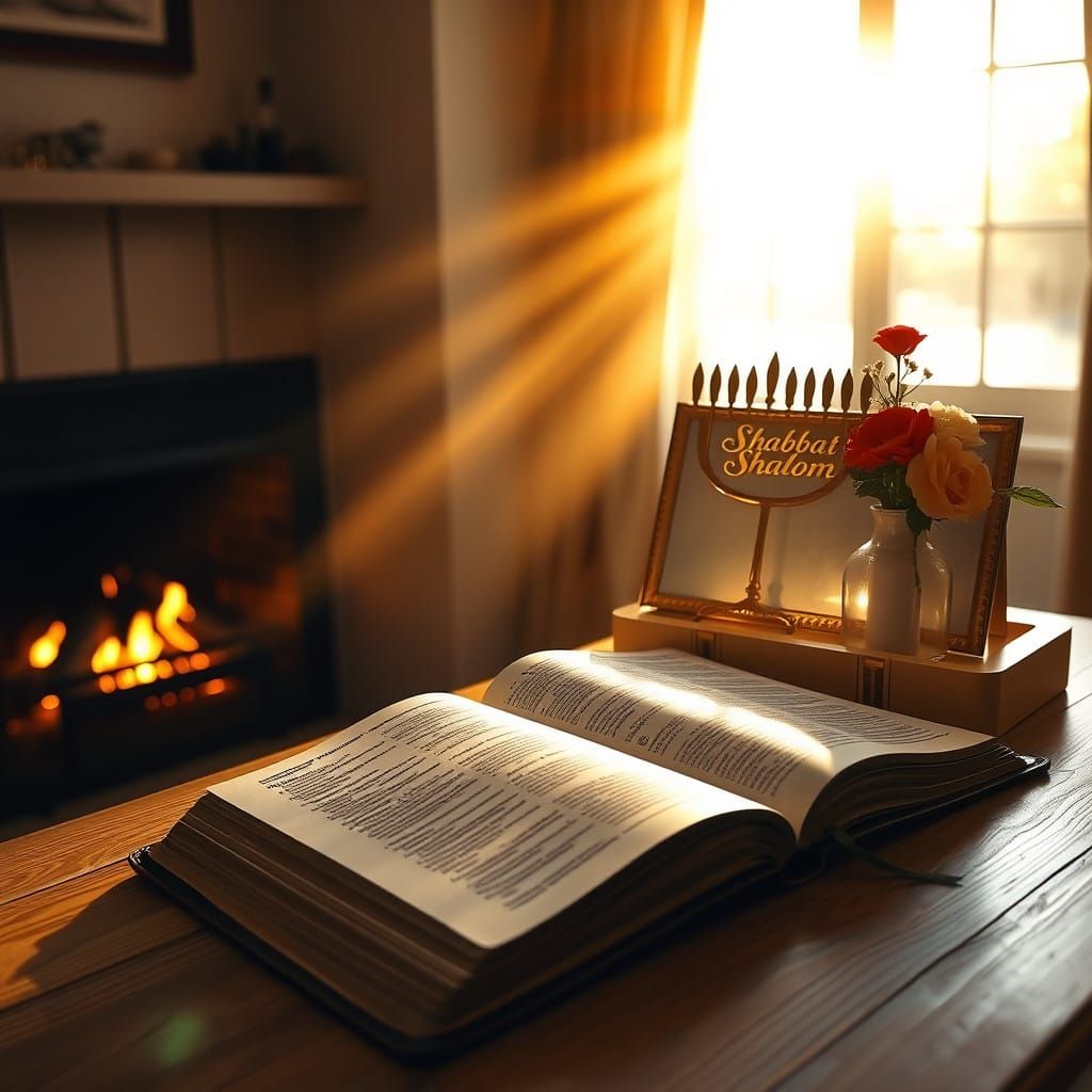 Peaceful Shabbat Scene in Golden Light