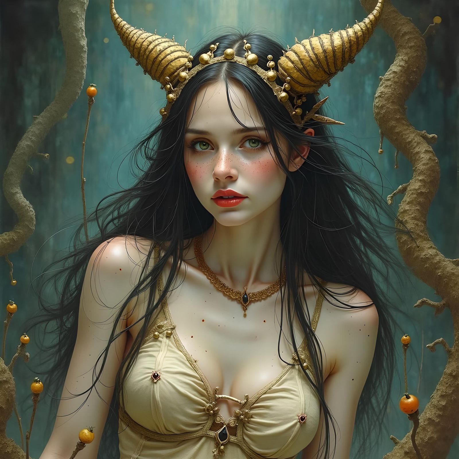 Surreal Witch in Magic Labyrinth Illustration