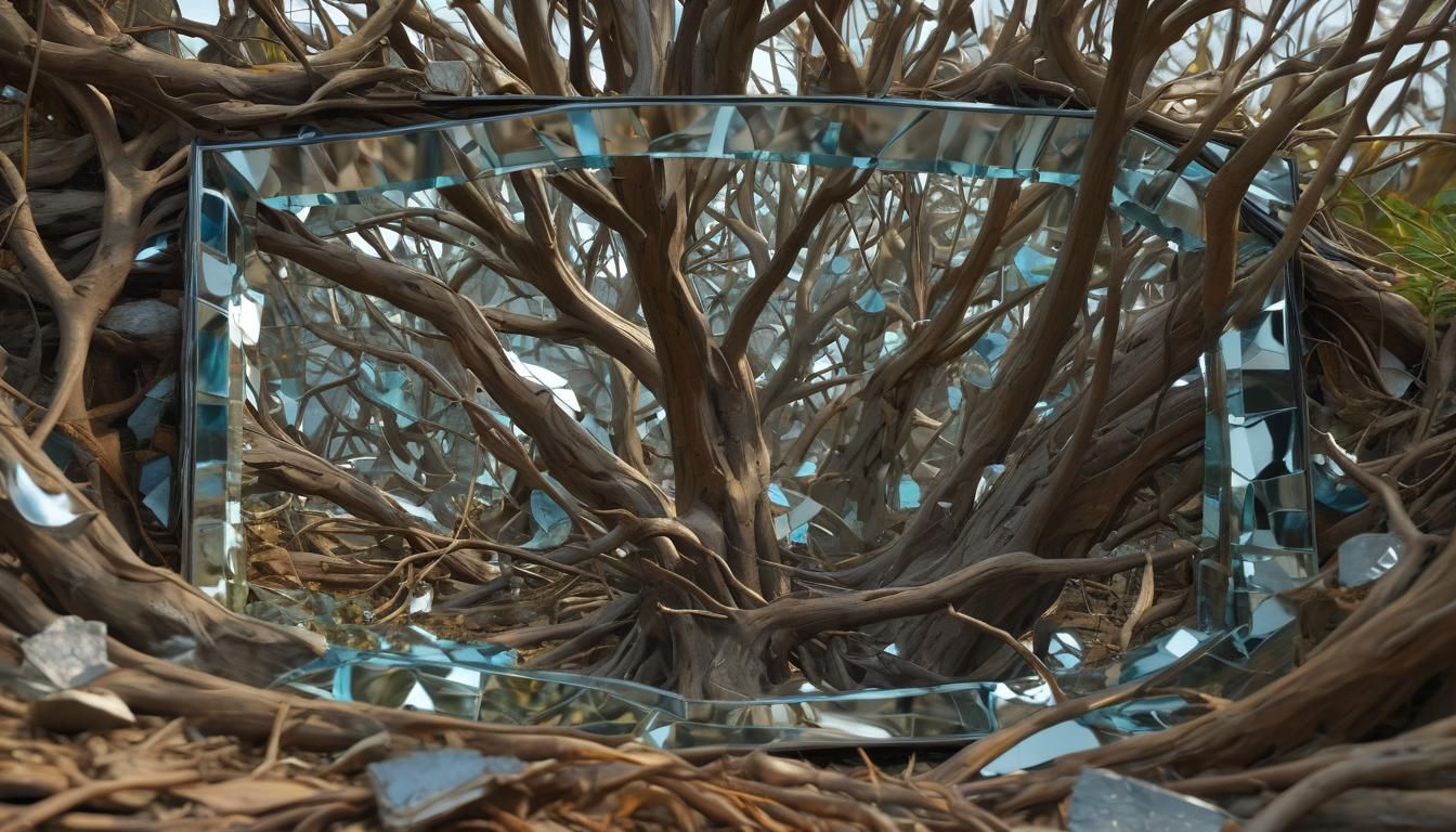 Cubist 3D Art: Trees and Shattered Glass