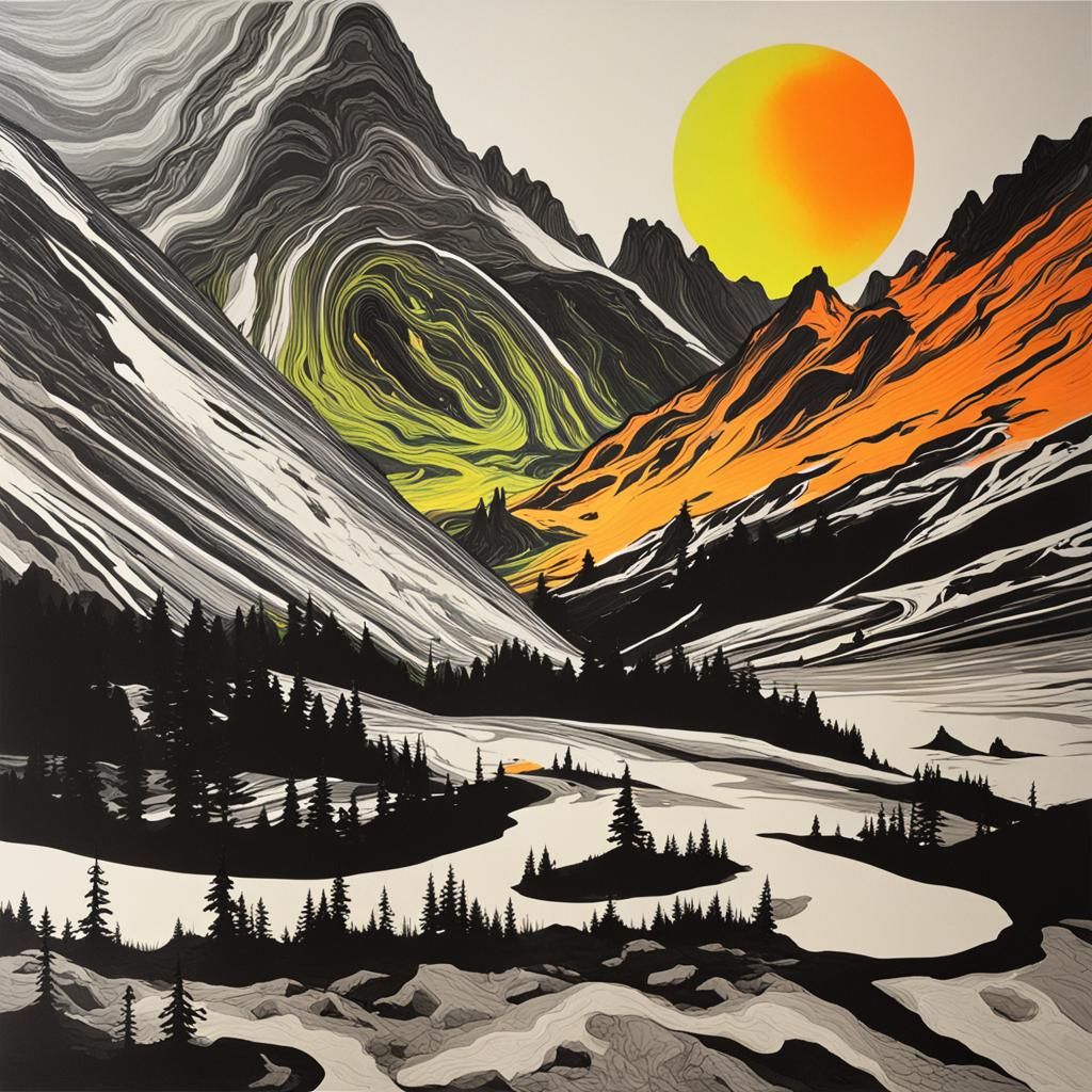 Cream and Neon Silhouette in Photographic Style