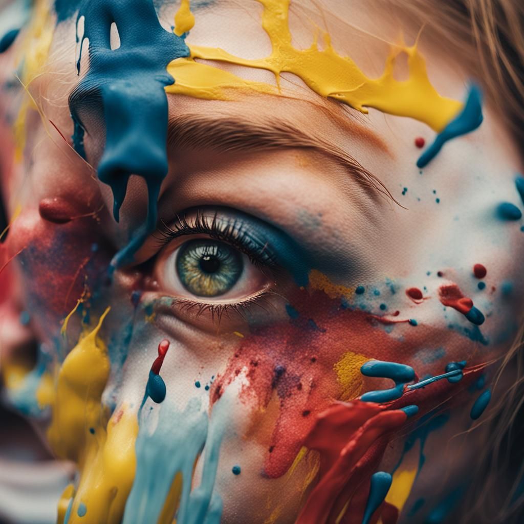 Abstract Painted Face Portrait