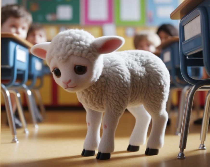 Sad Lamb's First Day of School