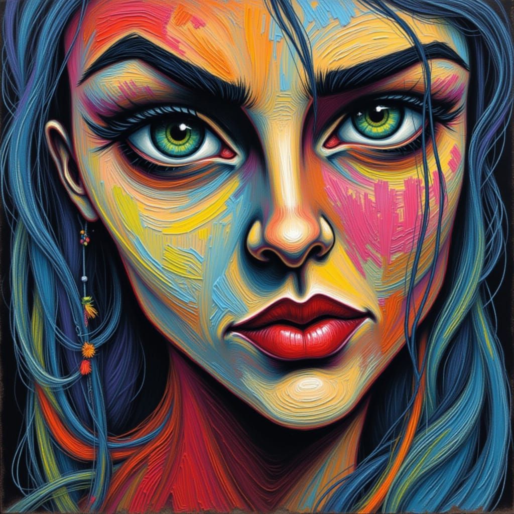 Surreal Characters in Neon Chalk and Flux Caricature Style