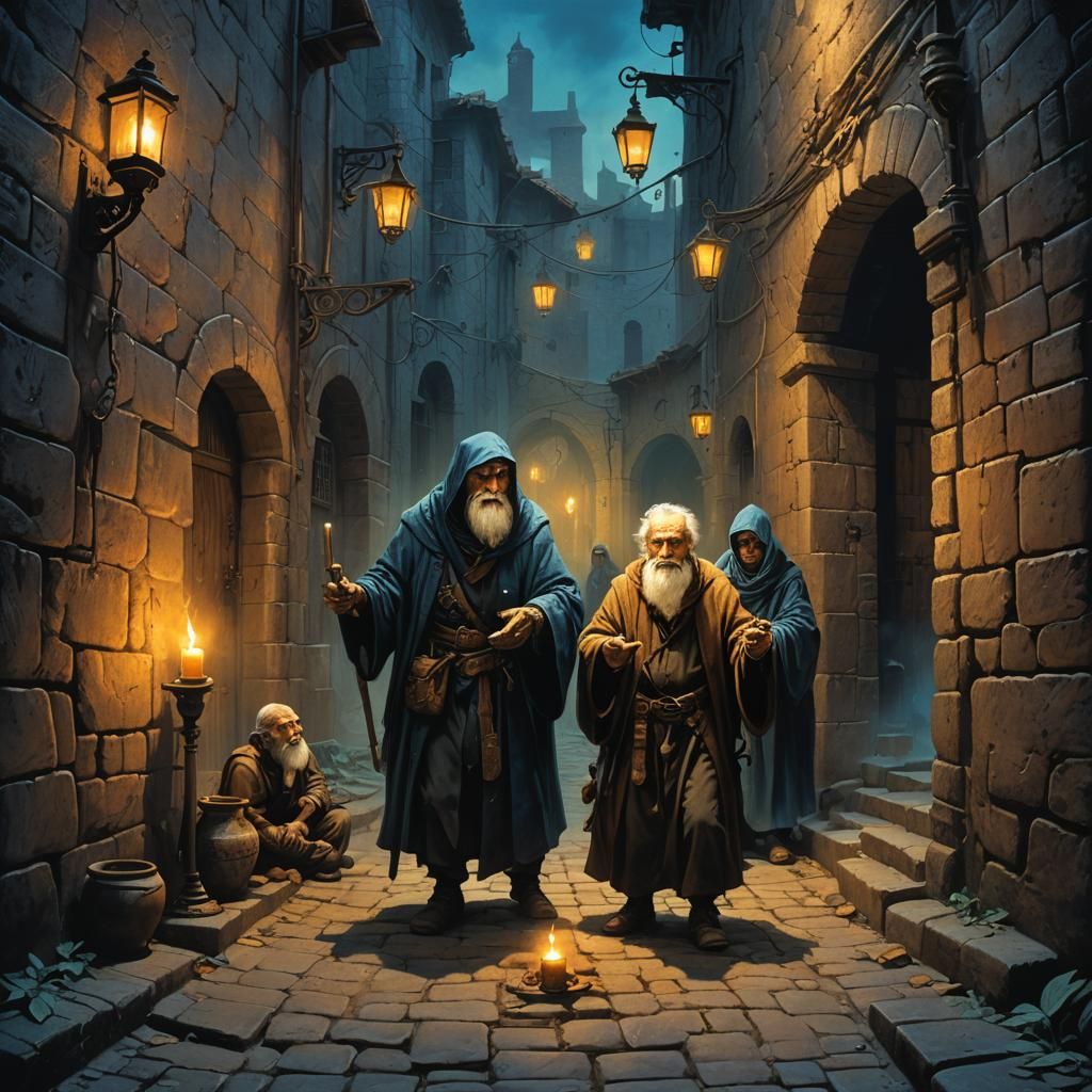 Mystical Alleyway Encounter: Robbers and the Old Man