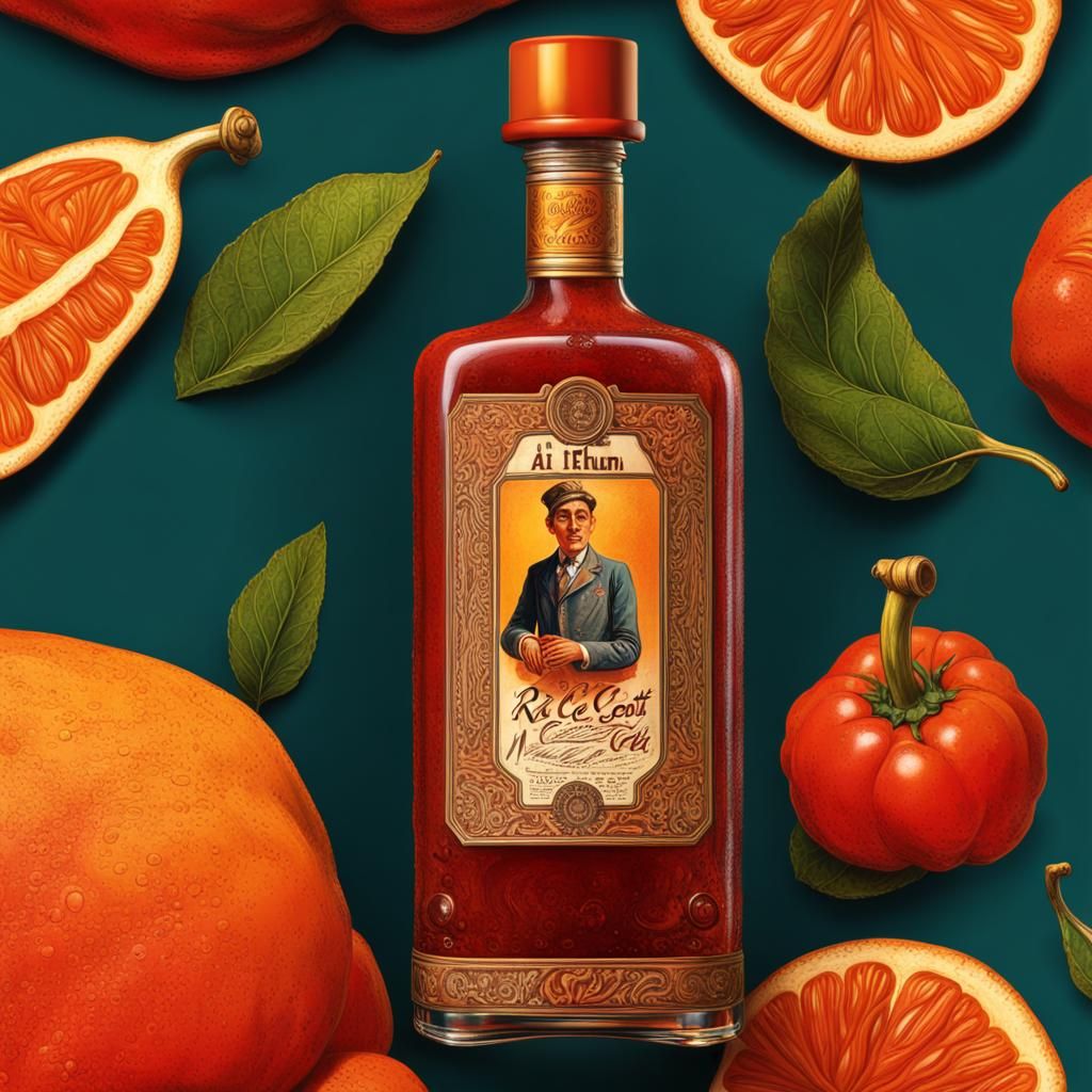 Vintage Indian Rhum Bottle Splash Art