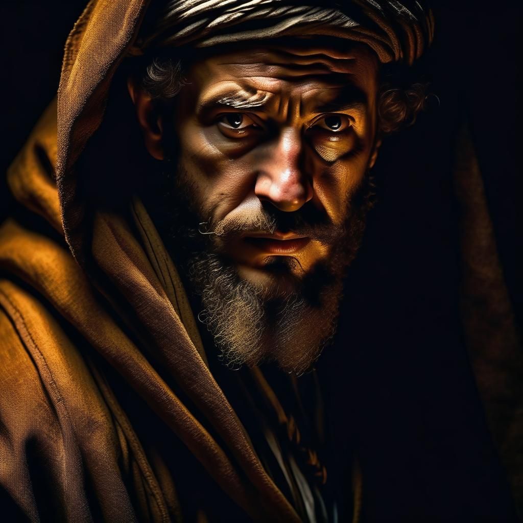 Judas Iscariot Ponders in Rembrandt Style