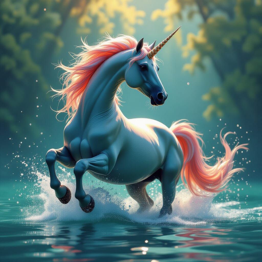 Elegant Hippocampus in a Fantastical Matte Painting