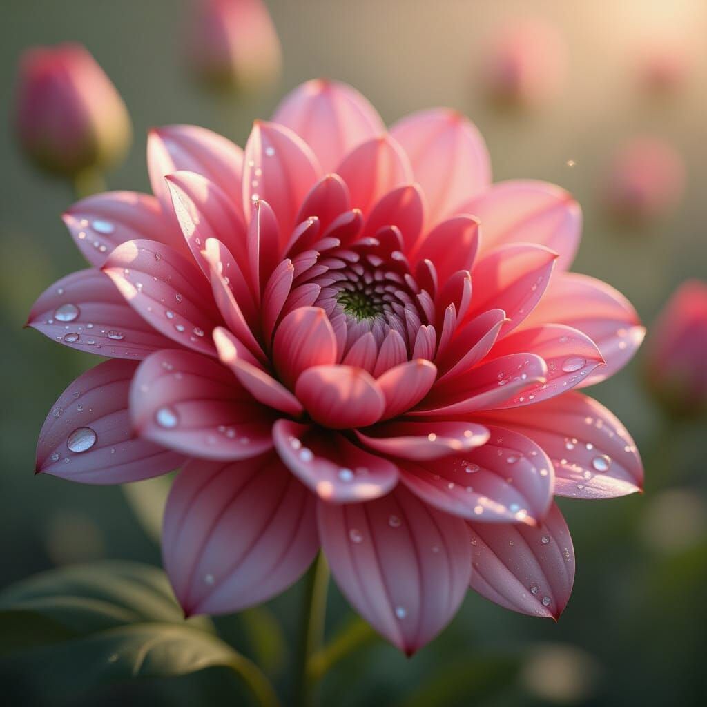 Hyperrealistic Flower Render with Dewdrops in Masterful Ligh...